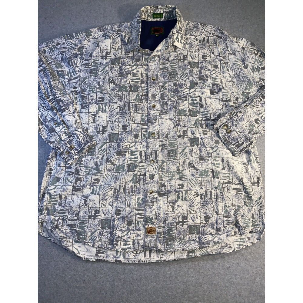 Vintage‎ 90s Boston Traders Button Up Aztec Pattern Long Sleeve Shirt AOP Sz XL